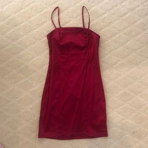 Red silky mini dress